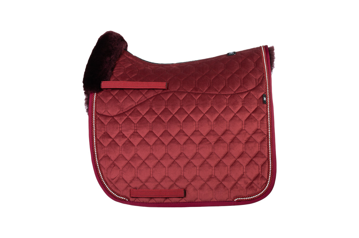 Schabracke HW26 Crystal Samt Rubin Rot/Brombeer mit Lammfell DR Gr.L