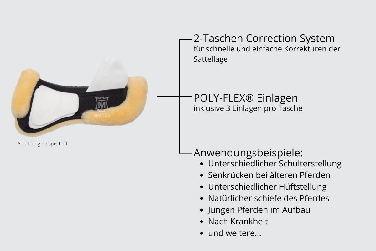 Correction Sattelkissen mit Rand vorne und hinten, Fell im Sitzbereich