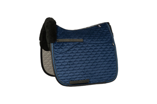 Schabracke FS26 Samt blau/schwarz mit Lammfell DR Gr.L